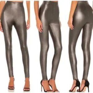 Womens Commando Gunmetal Flat Front Faux Leather Stretch Skinny Legging Pants M